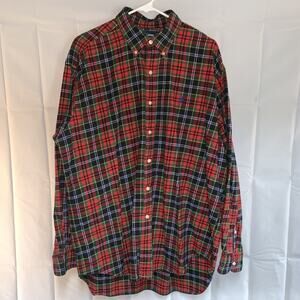 Polo Ralph Lauren Shirt Men's Sz L Red Flannel Button Down Blake Fit Vtg 90's